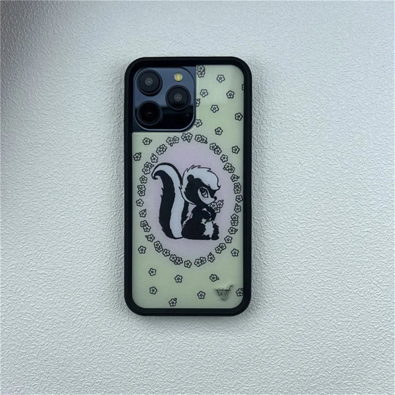 Cute Animal & Cherry Print iPhone Case – Wildflower Cartoon Design