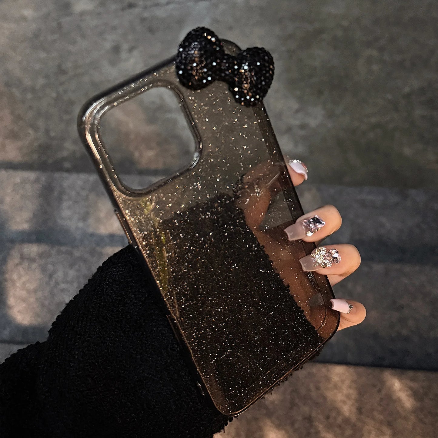 Luxury Transparent 3D Diamond Bowknot Glitter Phone Case For iPhone