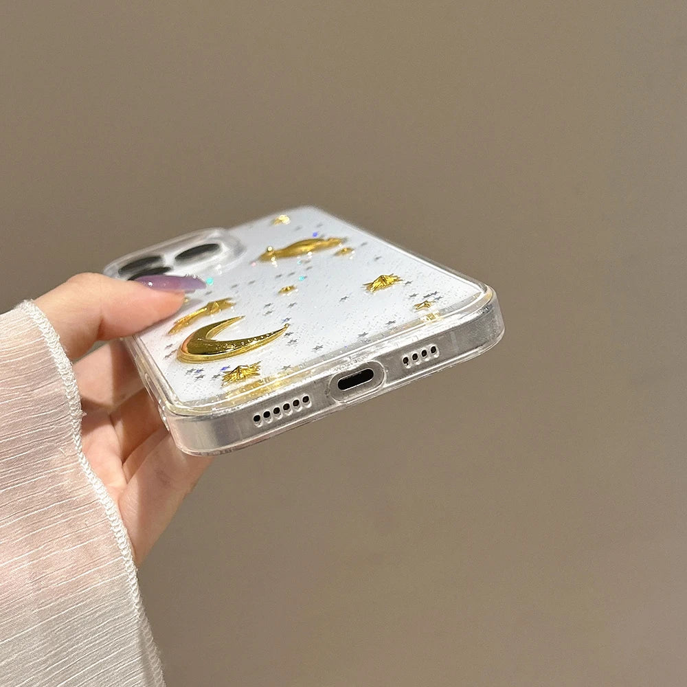 Luxury Glitter Stars Moon Silicone Phone Case