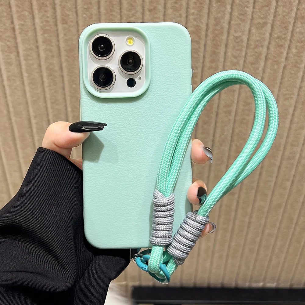 Lanyard Strap Rope Silicone Phone Case For iPhone