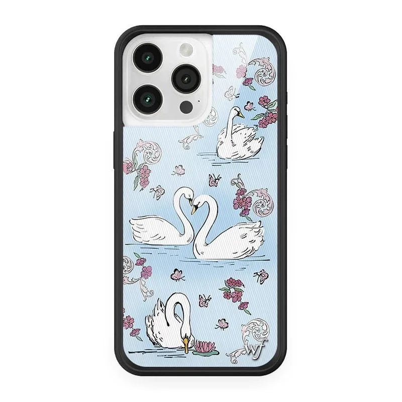 Wildflower 3D Black Swan Phone Case For iPhone
