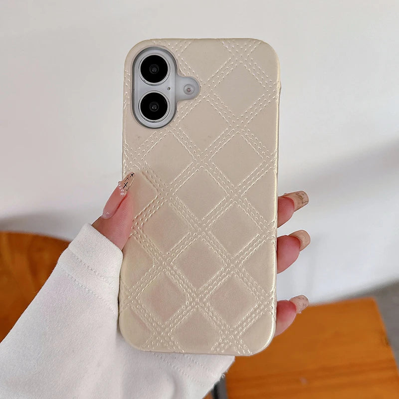 Luxury Geometric Rhombus Texture Gradient Color Leather Phone Case