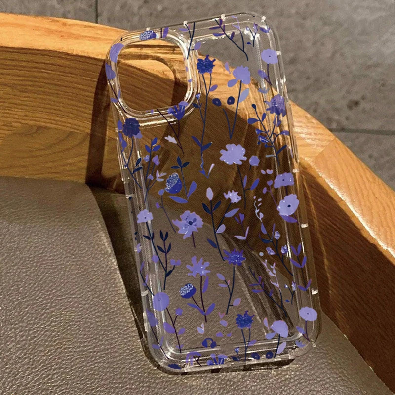 Purple Wildflower Floral Clear Case For iPhone