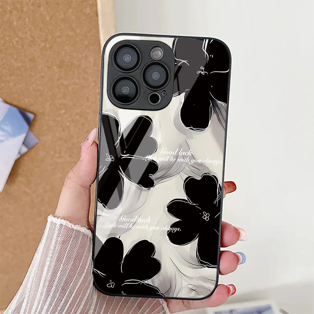 Black Flower Phone Case For iPhone