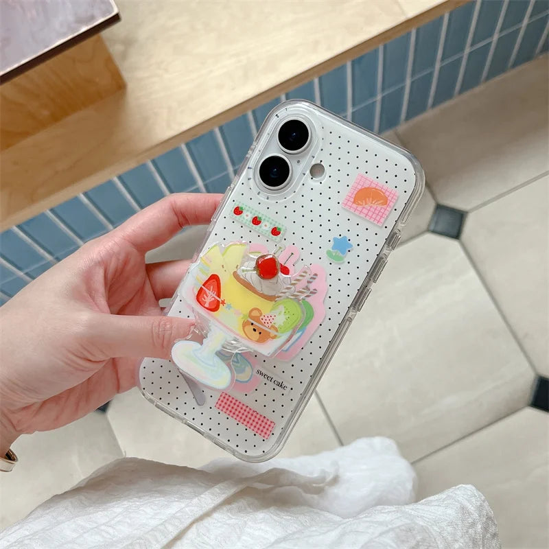 Cute Dessert Ice Cream Stand Holder Phone Case