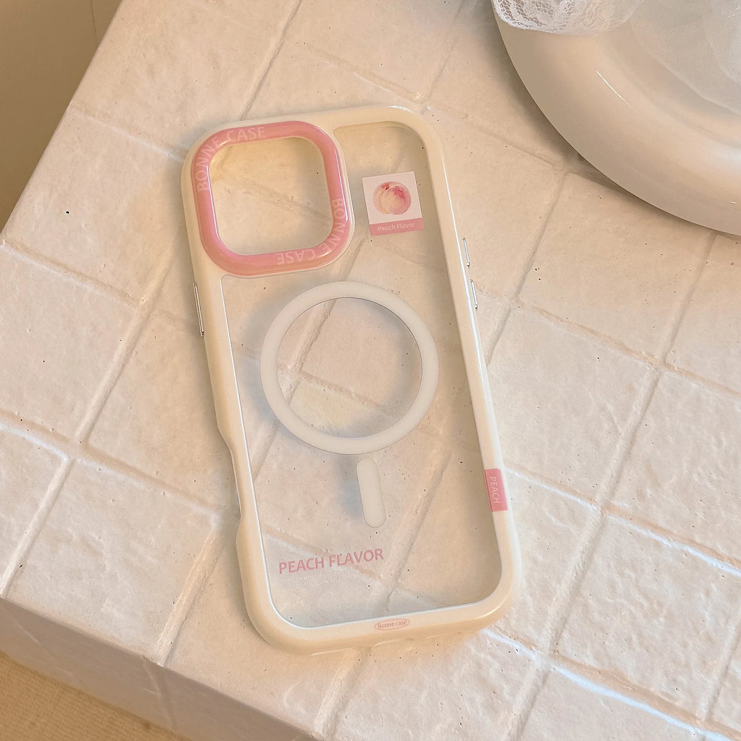 Transparent Acrylic Magsafe Magnetic Peach Stand Holder Phone Case