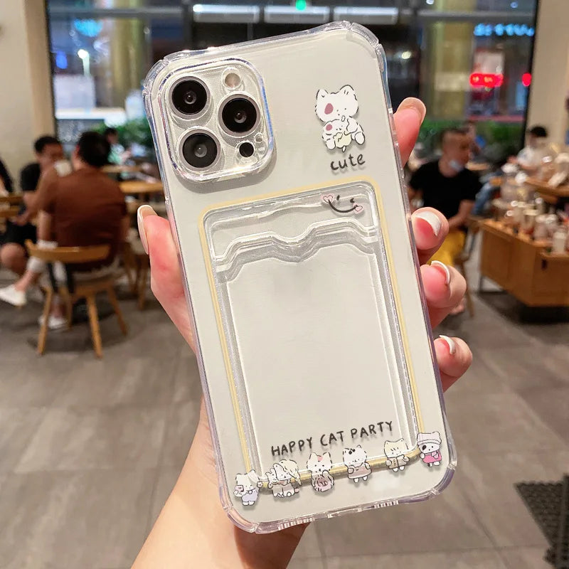 Soft Card Slot Bag Holder Phone Case For iPhone