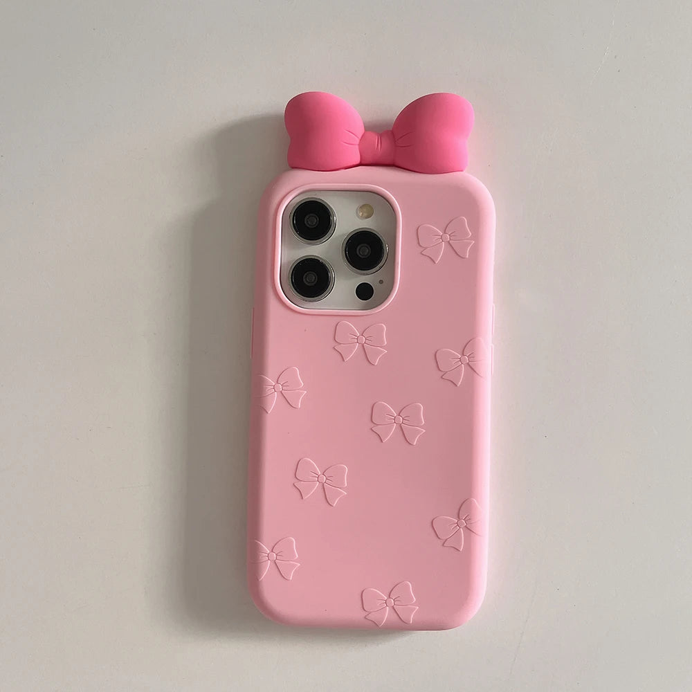 Cute Bowknot Cartoon Tie Silicone Phone Case