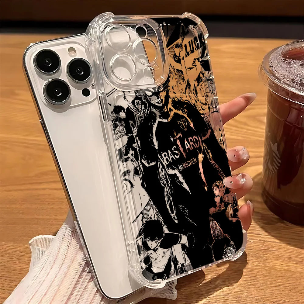 Cool Blue Locks Transparent iPhone Case – Anti-Fall Protection