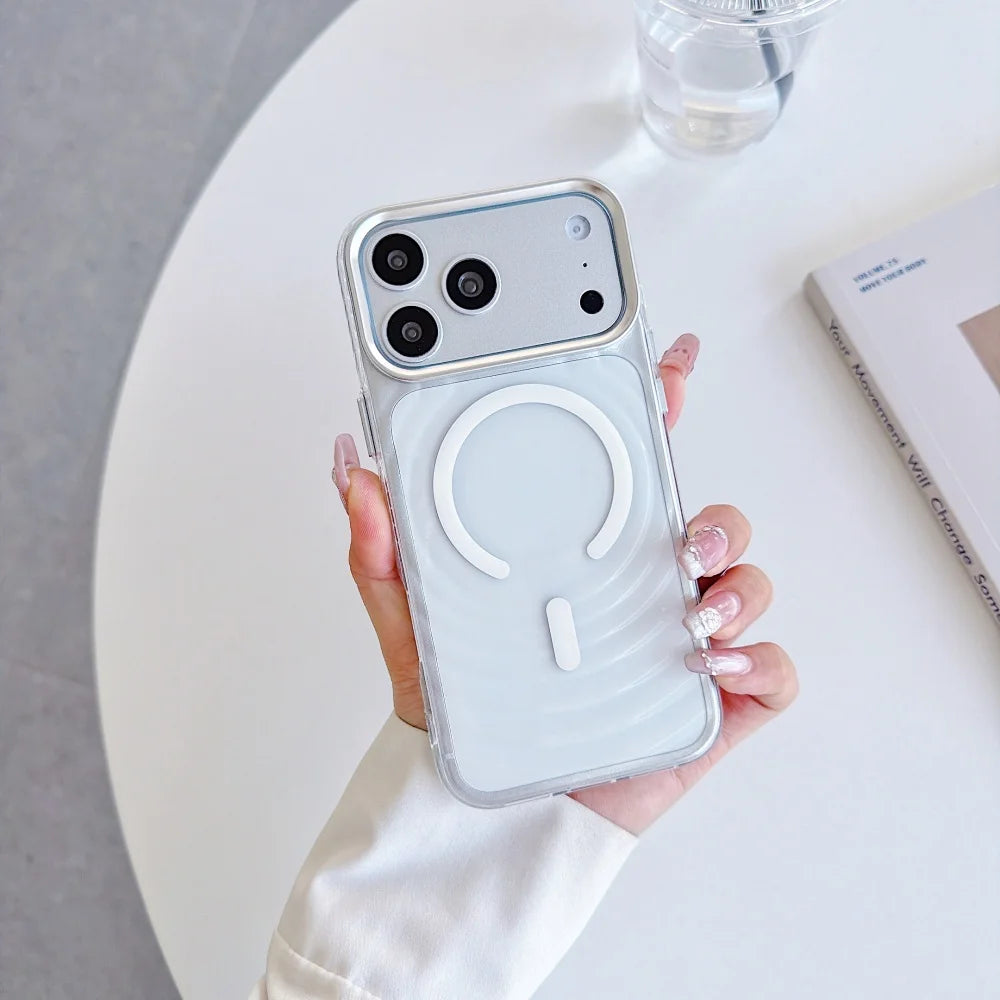 Rippling Water Transparent Magnetic Phone Case For iPhone For Magsafe Clear Shockproof Cover