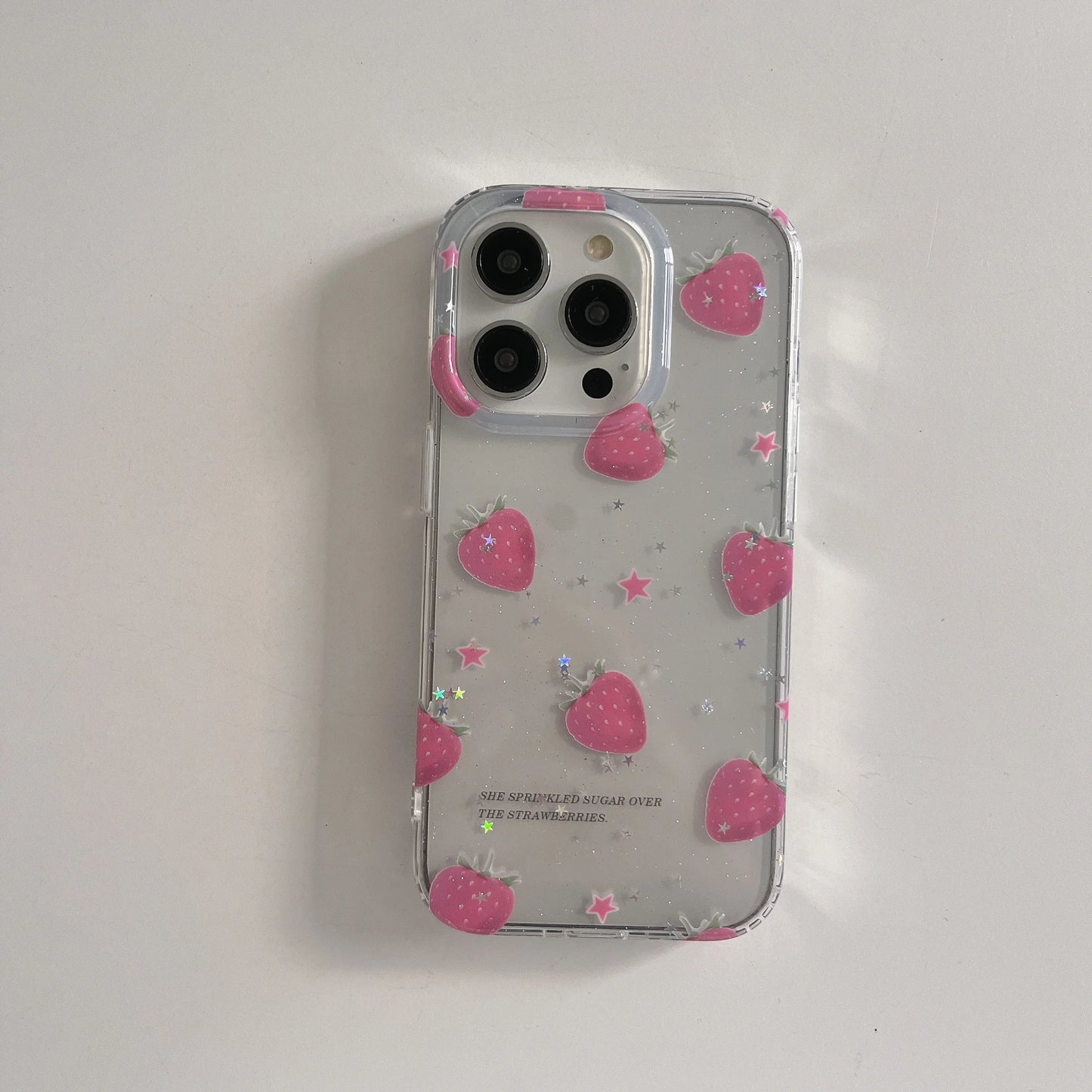 Glitter Strawberry With 3D Dangle Shockproof Cute Phone Case