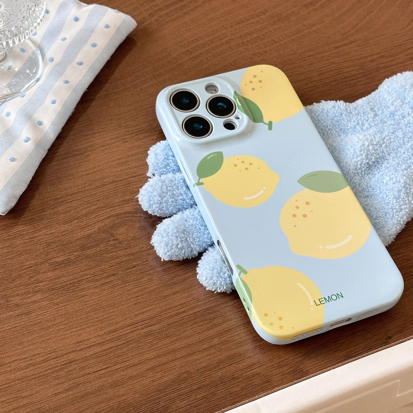 Summer Blue Refreshing Fruit Lemon Pattern Shock Proof Phone Cover Case For iPhone