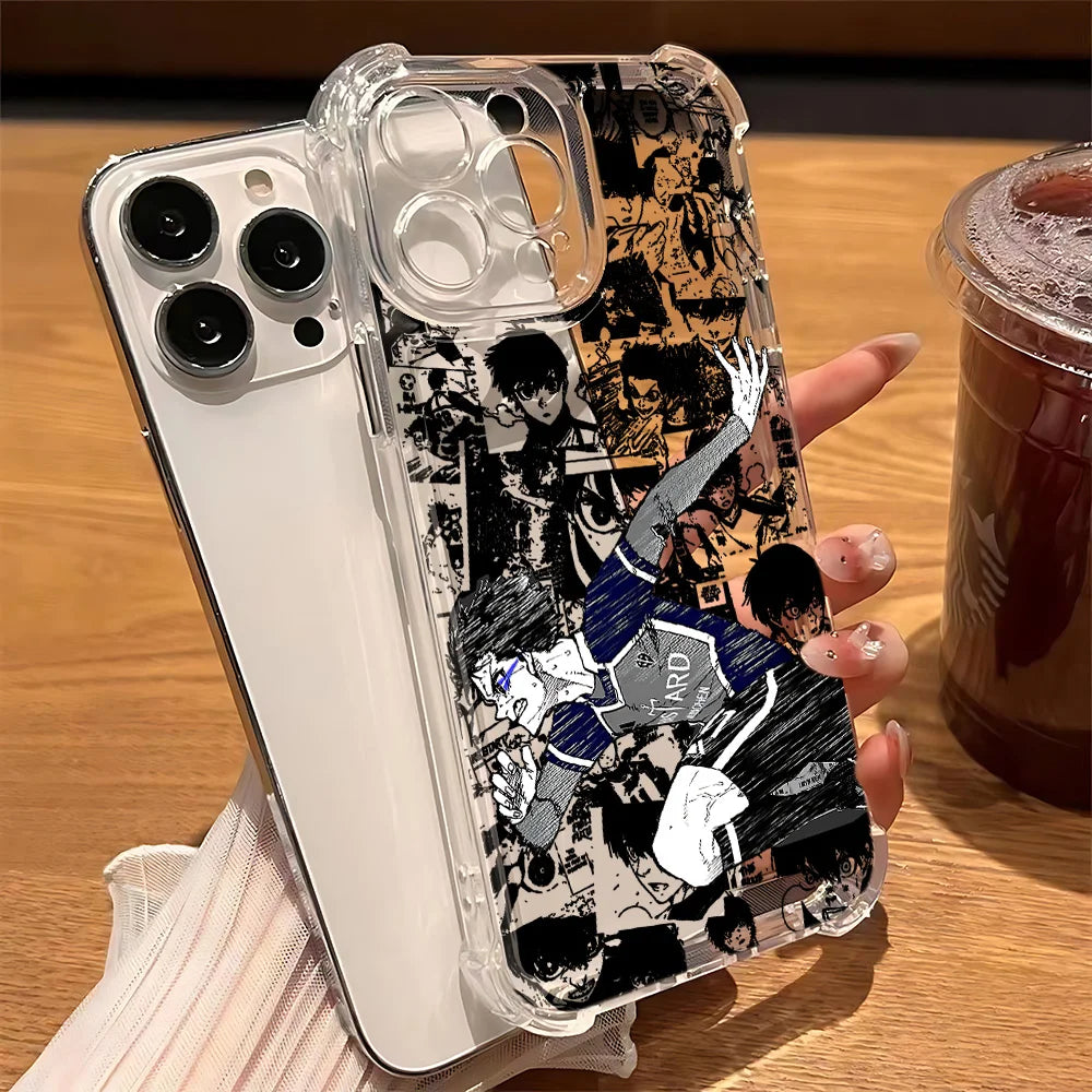 Cool Blue Locks Transparent iPhone Case – Anti-Fall Protection