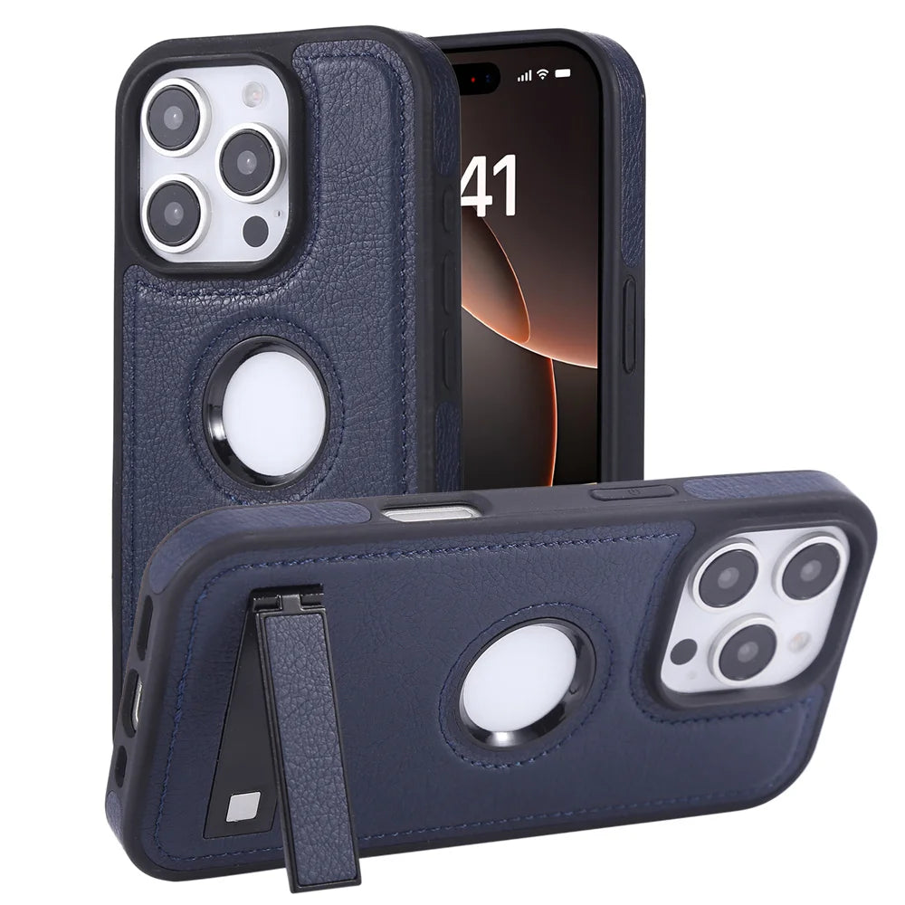 Luxury PU Leather Hidden Folding Stand Phone Case For iPhone