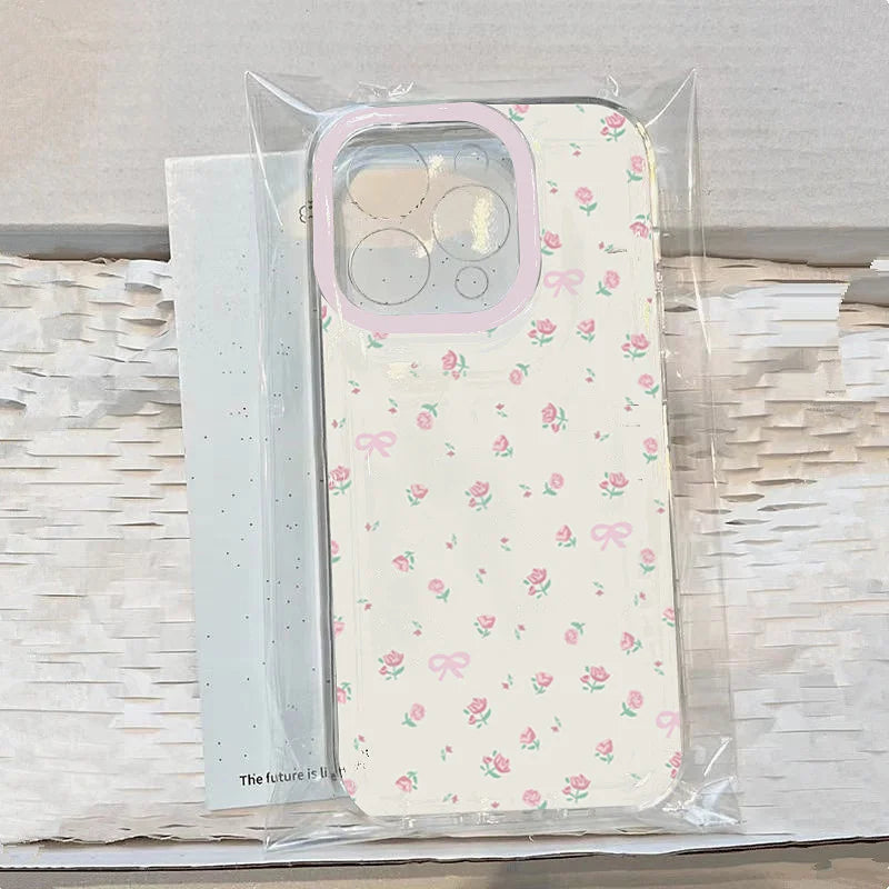 Transparent Pink Little Flowers Soft Case For iPhone