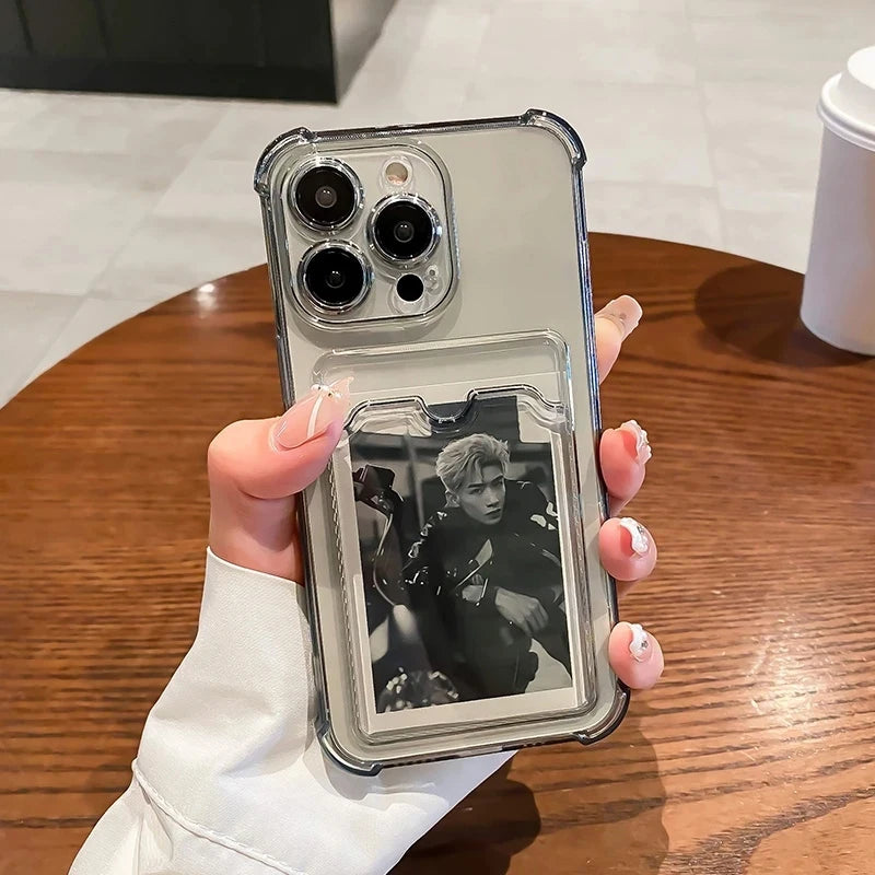 Transparent Card Slot Bag Holder Phone Case For iPhone