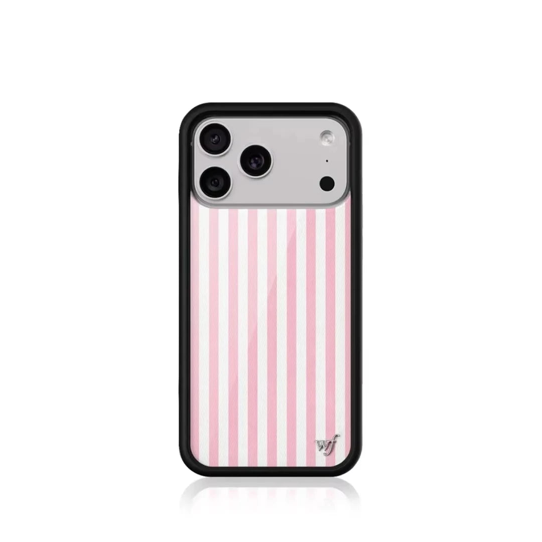 Wildflower Blue Pink White Stripes Phone Case For iPhone