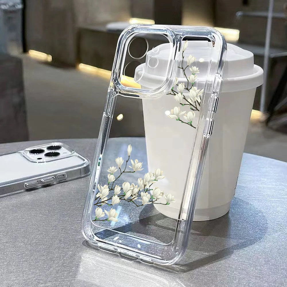 Transparent Flower Phone Case For iPhone