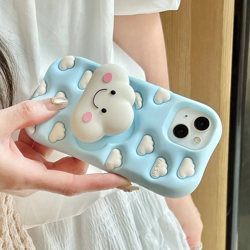 Cartoon Cute Cloud Folding Stand Holder Phone Case