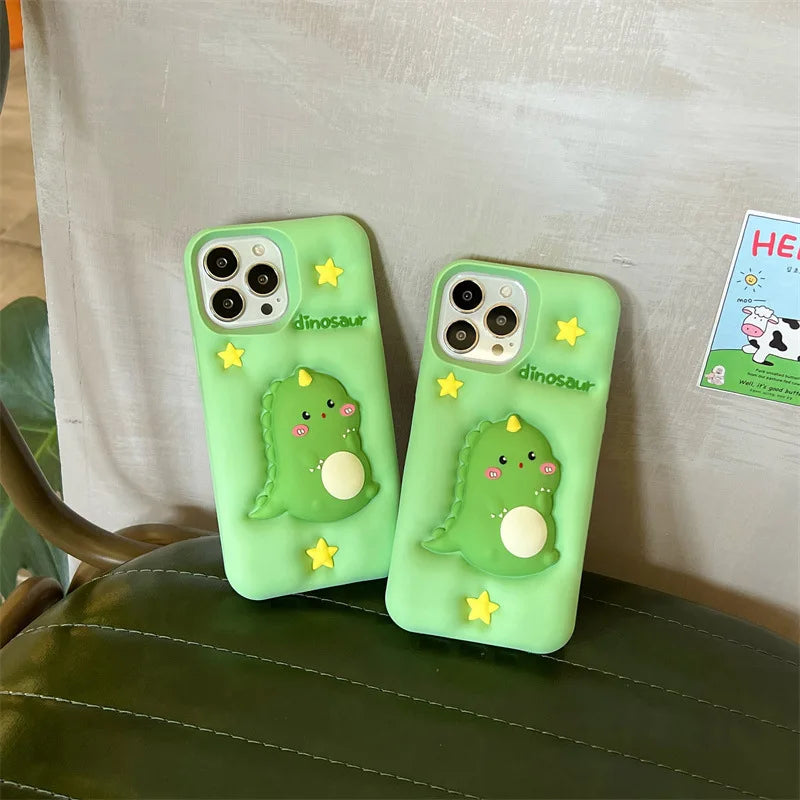 Kawaii Cartoon Dinosaur Silicone Phone Case For iPhone