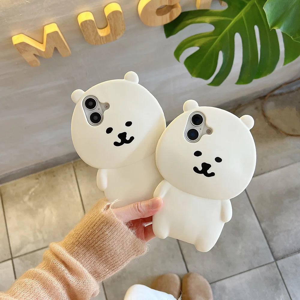 Kawaii 3D Cartoon Nagano Bear Phone Case For iPhone