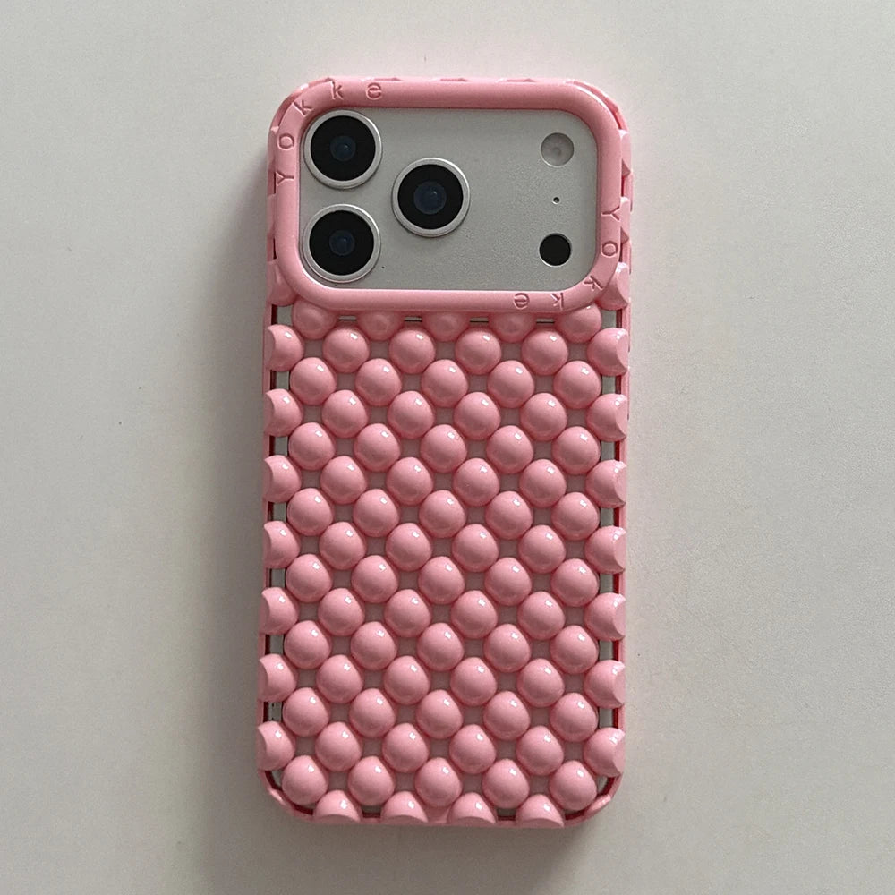 Electroplated Orange Pearl Pattern Phone Case For iPhone Soft Shockproof Silicone Cover Girls