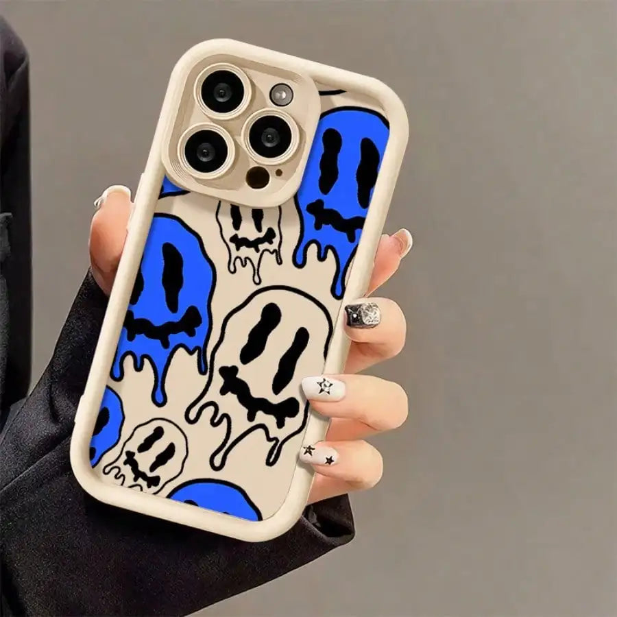 Soft Case For iPhone Blue And White With Black Case