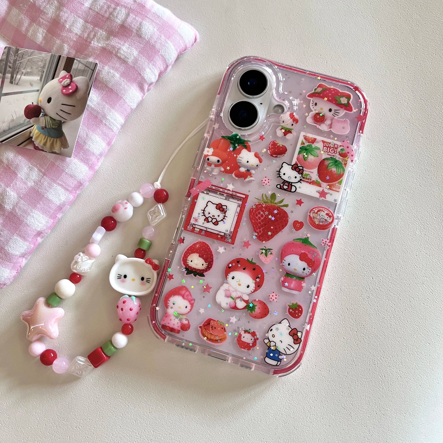 New Hot Red Strawberry Hello Kitty Cat Phone Case