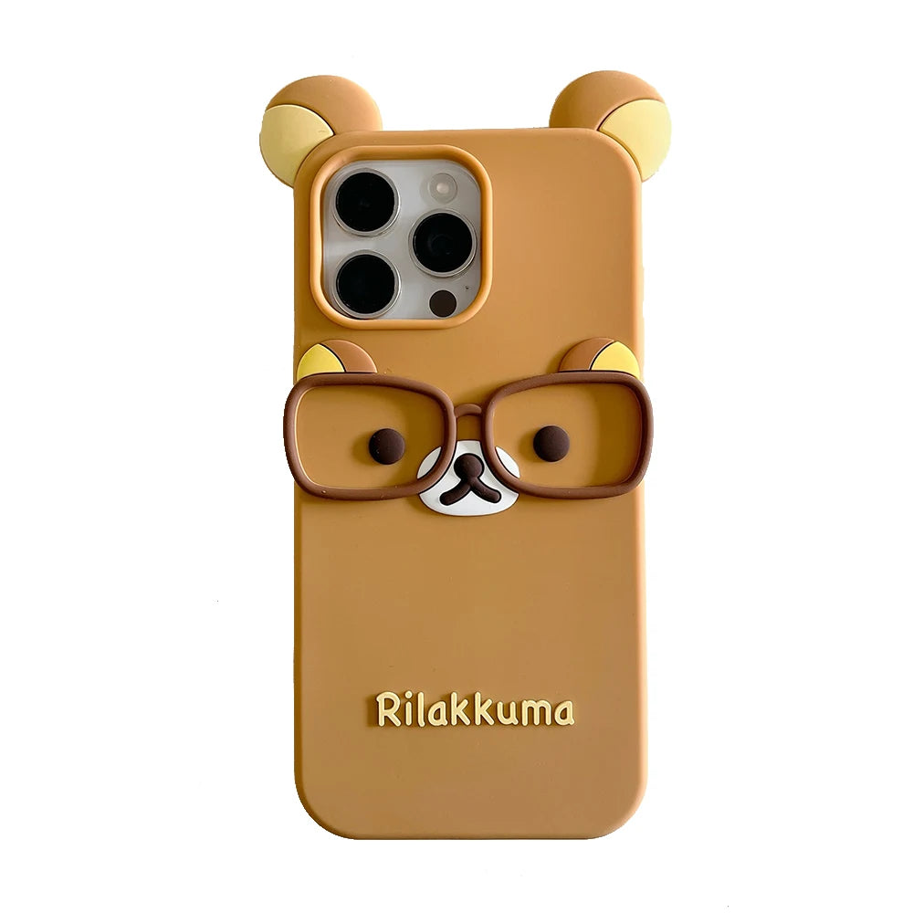 Cute Cartoon Glasses Rilakkuma Bear Soft Silicone Phone Case
