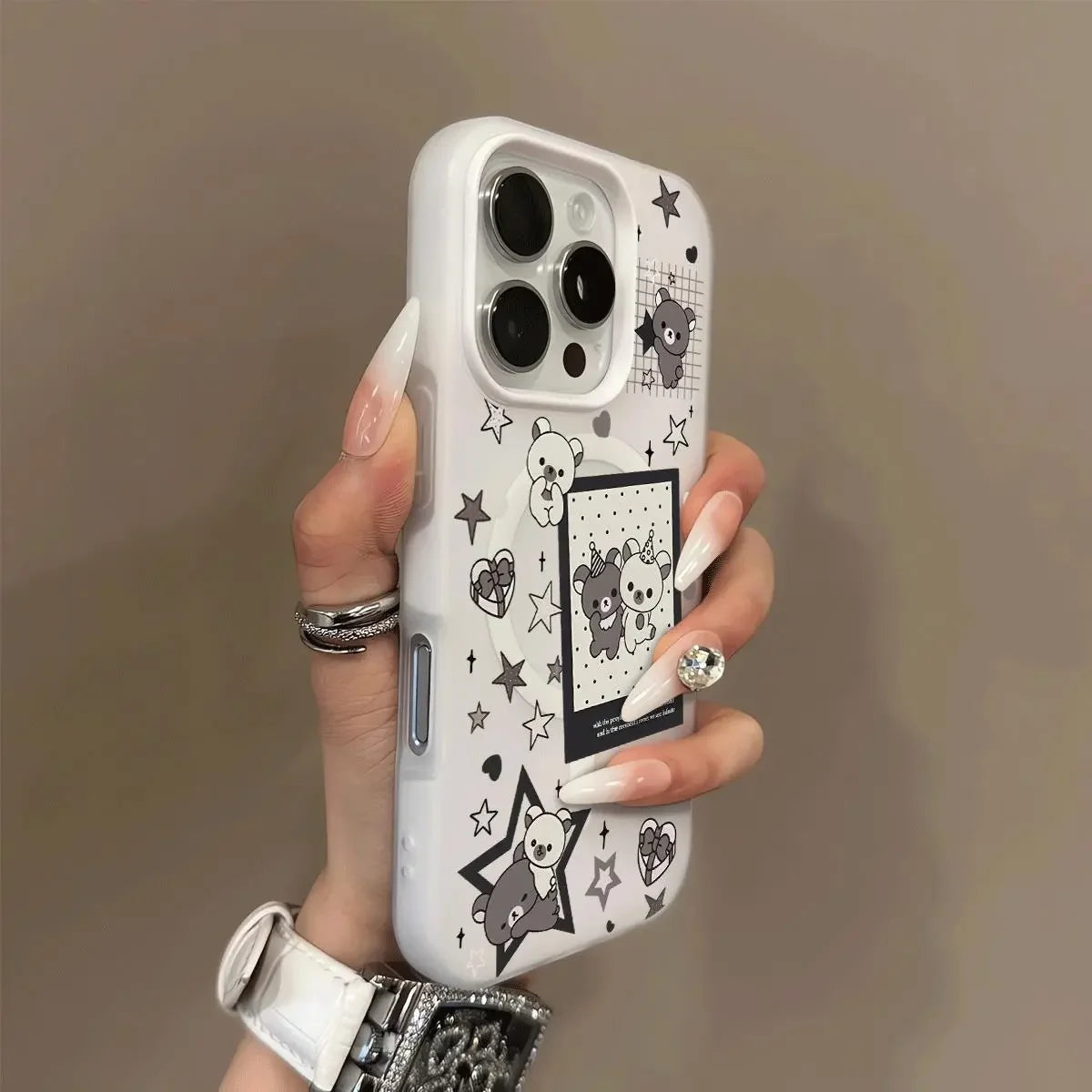 Luxury Candy Cute Lucky Bear For Magsafe Charge Matte Phone Case For iPhone