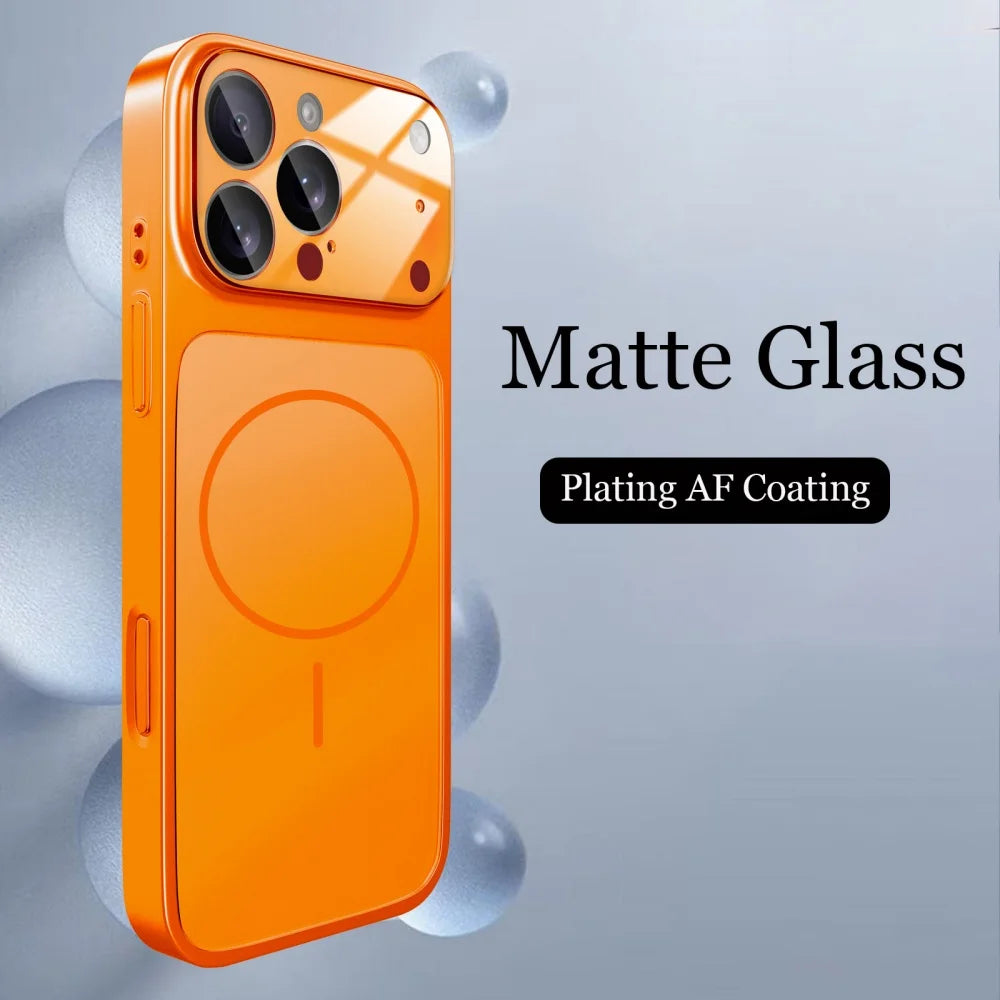 Original Glass Nano Matte Case For iPhone Magnetic For Magsafe Wireless Charging Armor Funda
