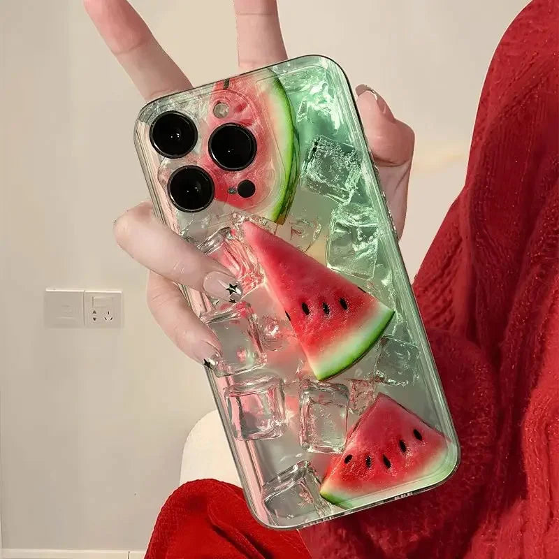 Ins Summer Fresh Iced Watermelon Simplicity Fashion Trendy Phone Case For iPhone