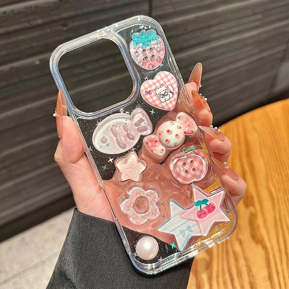 Pink Fish Glitter Transparent Phone Case