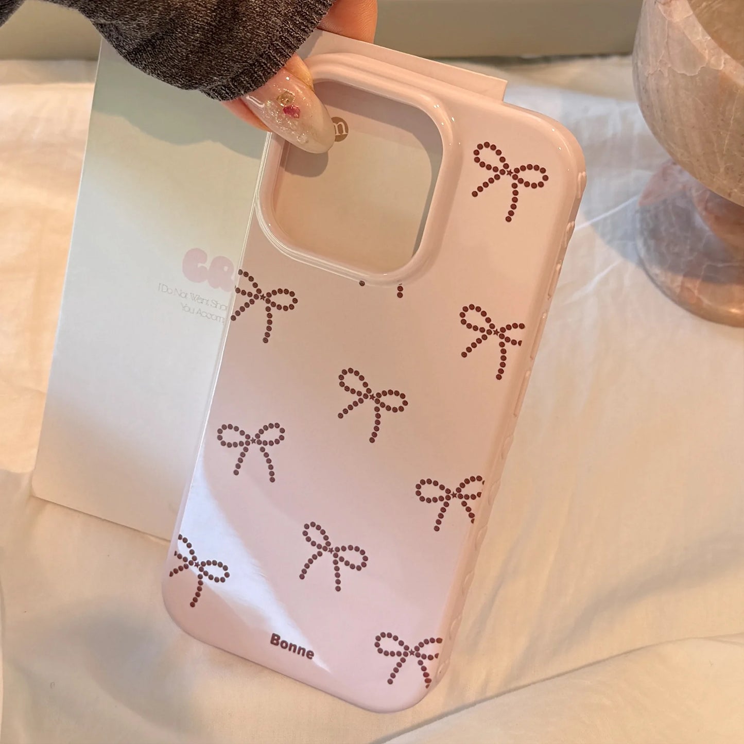 Korean Full Screen Candy Color Cute Bowknot Soft Phone Case For iPhone