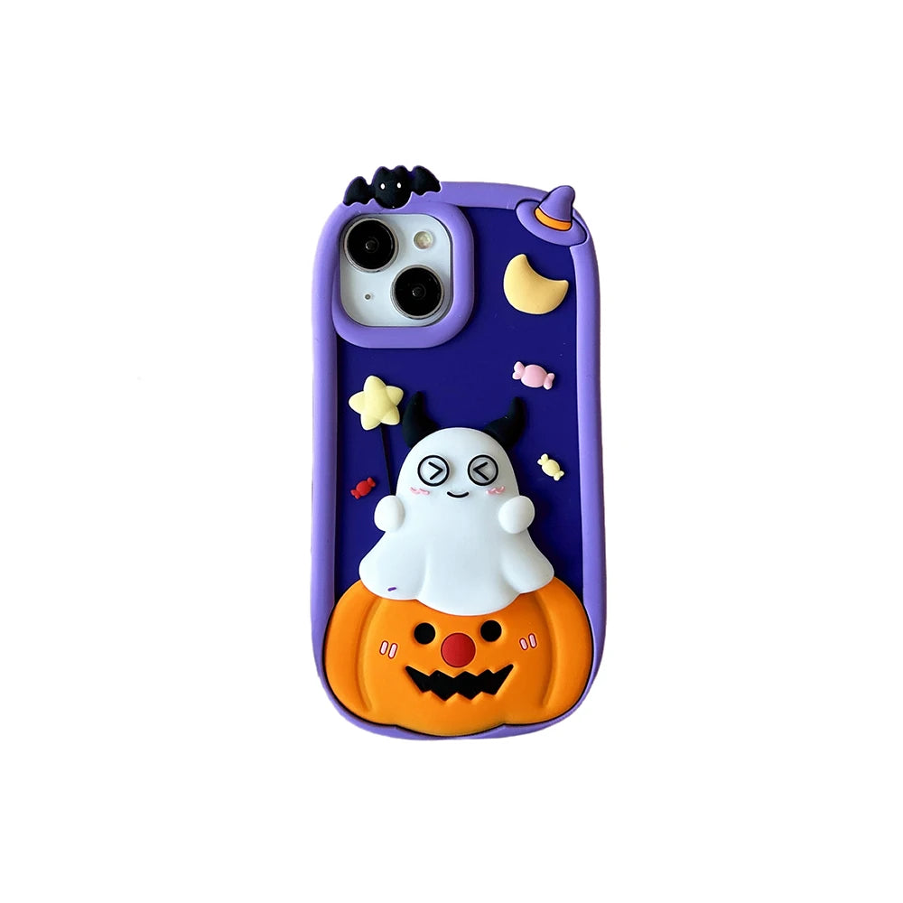 Halloween Pumpkin Ghost Soft Silicone Case Cover For iPhone