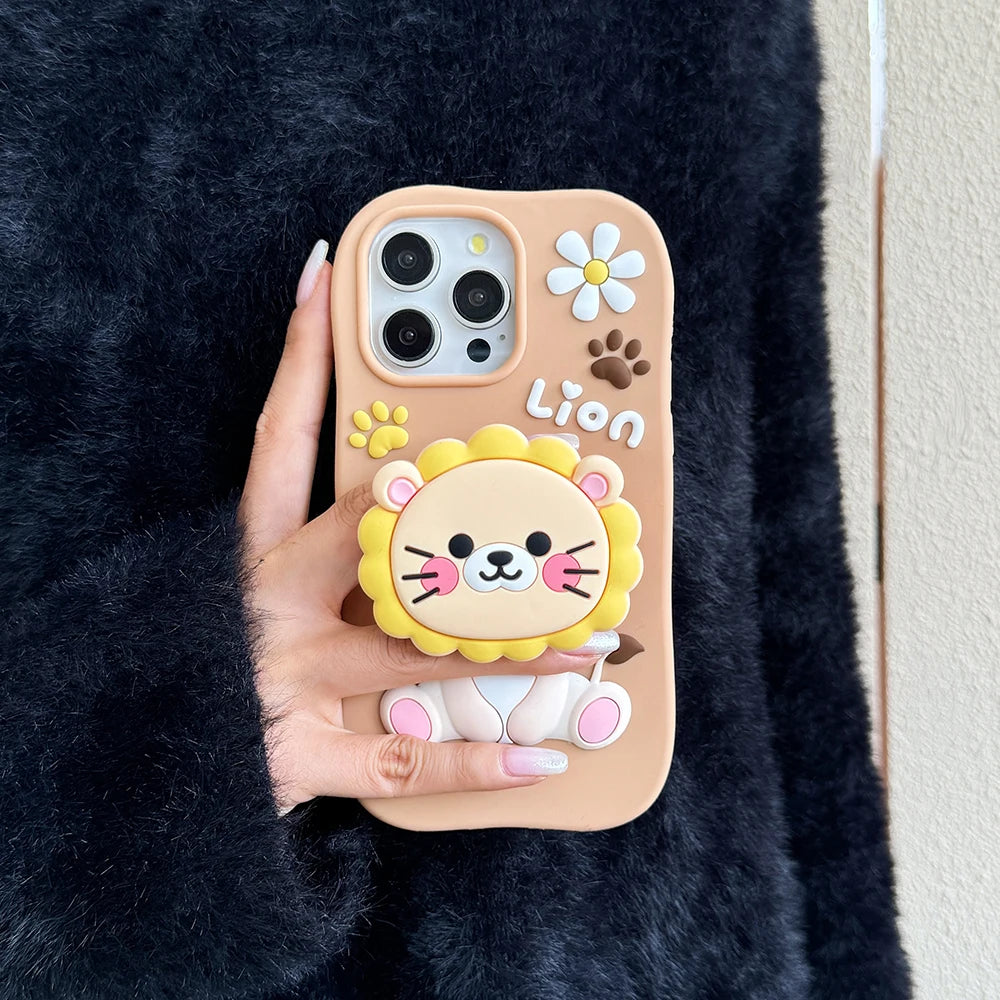 Cute Sunflower Lion Soft Silicone Phone Case