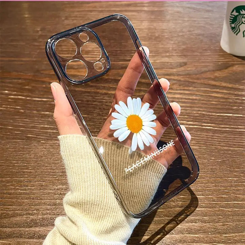 Little Daisy Flower Phone Case For iPhone Shockproof Transparent Cover