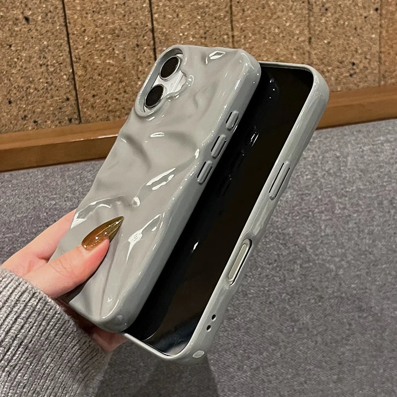 Simple Fashion Glossy Grey 3D Folds Texture Phone Case