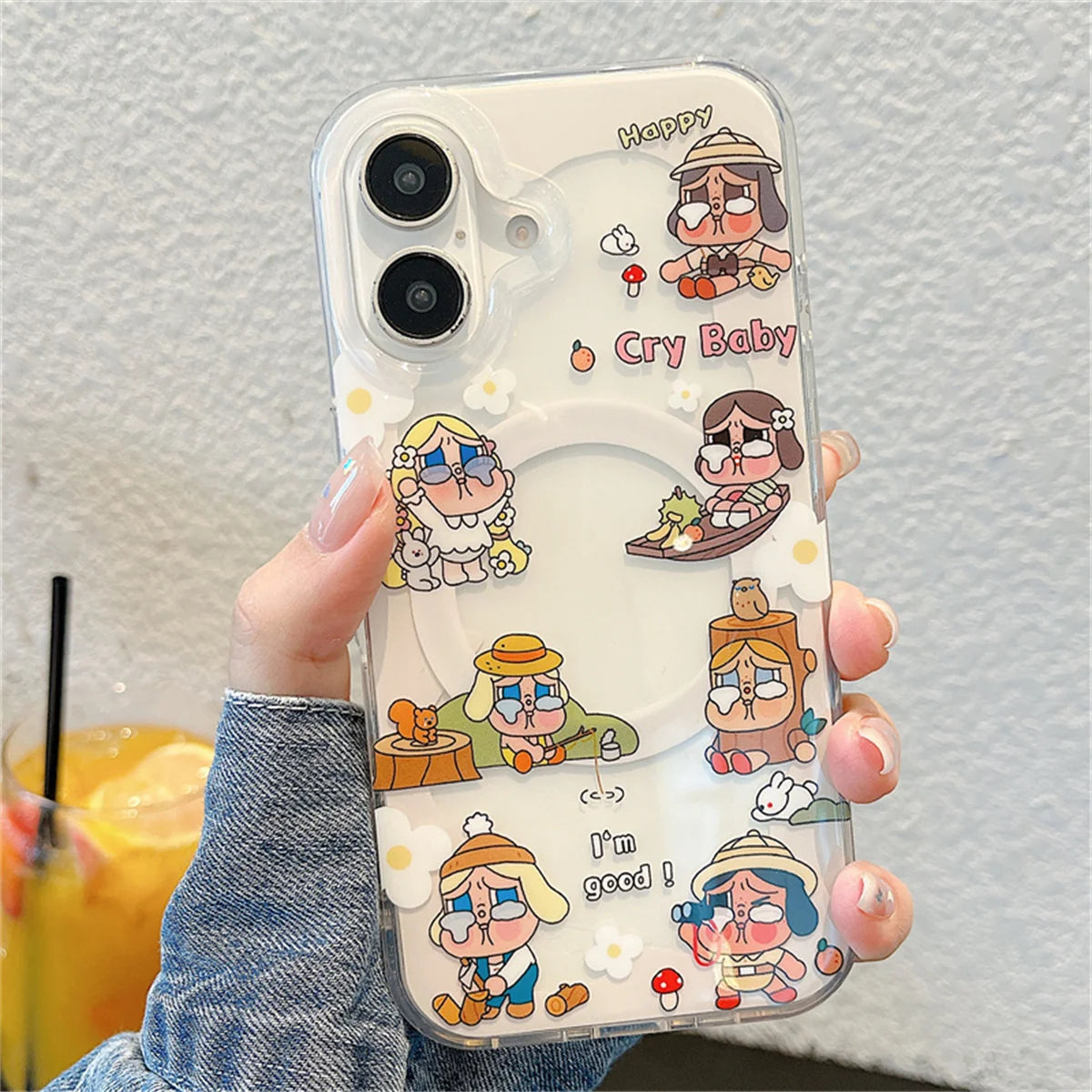 Kawaii Cartoon Cry Girl Magnetic Phone Case For iPhone