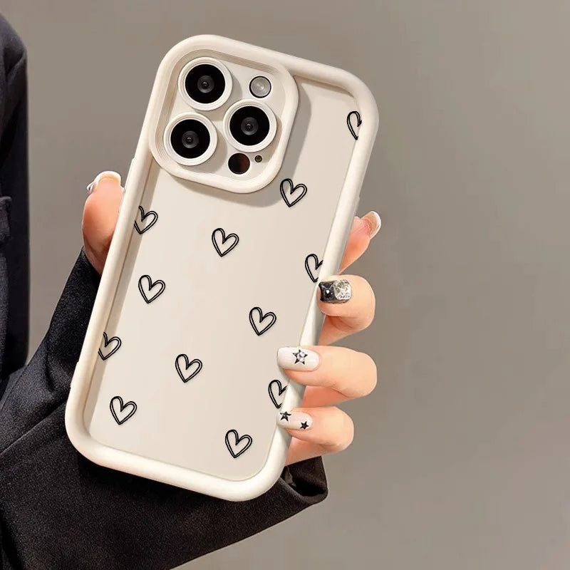 Simple Love Heart Soft Silicone Case For iPhone