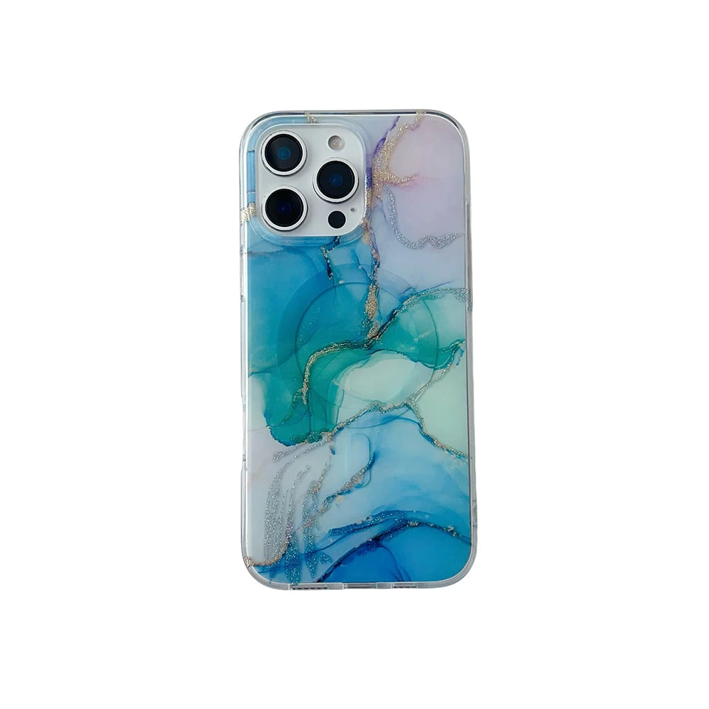 Luxury Marble Pattern Wireless Charging Magnetic Shockproof Protective Phone Case