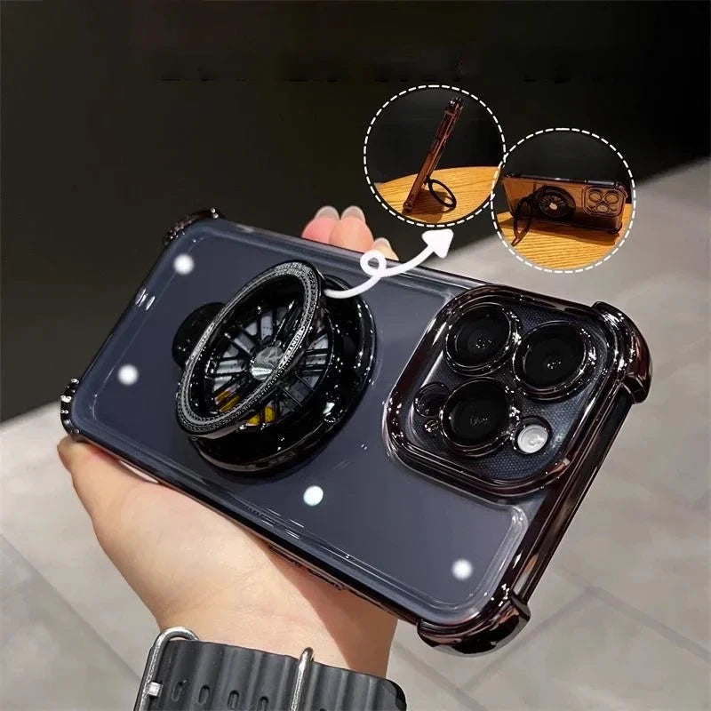 Luxury Magnetic Rotating Gyroscopic Bracket Phone Case For iPhone
