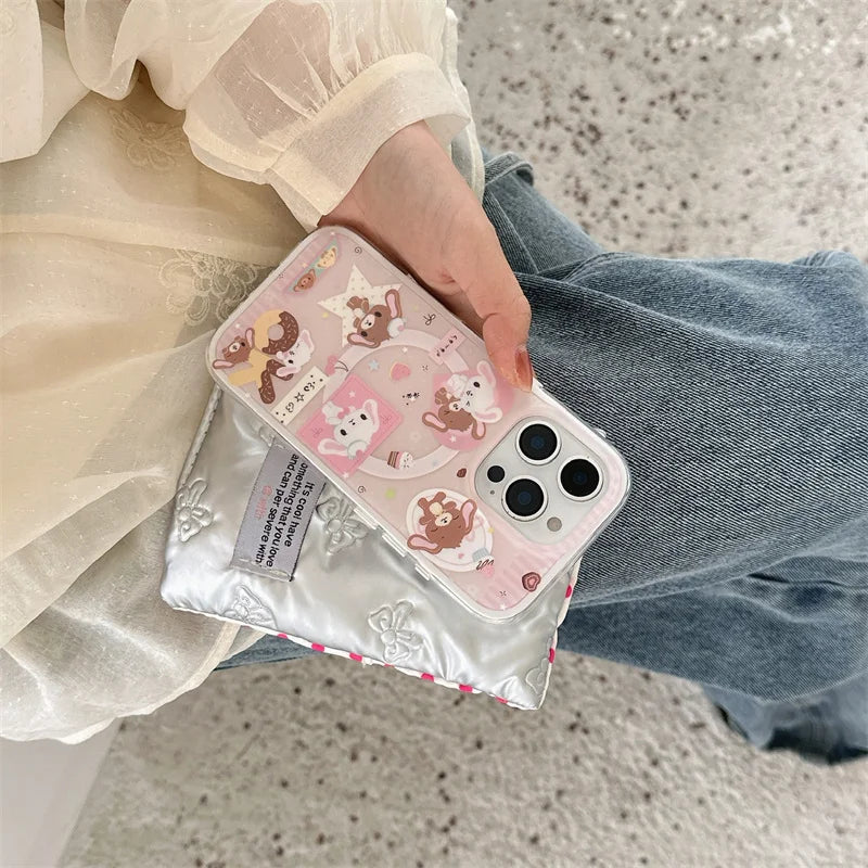 Cartoon Bunny Bear MagSafe Stand Shockproof Case