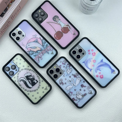 Cute Animal & Cherry Print iPhone Case – Wildflower Cartoon Design