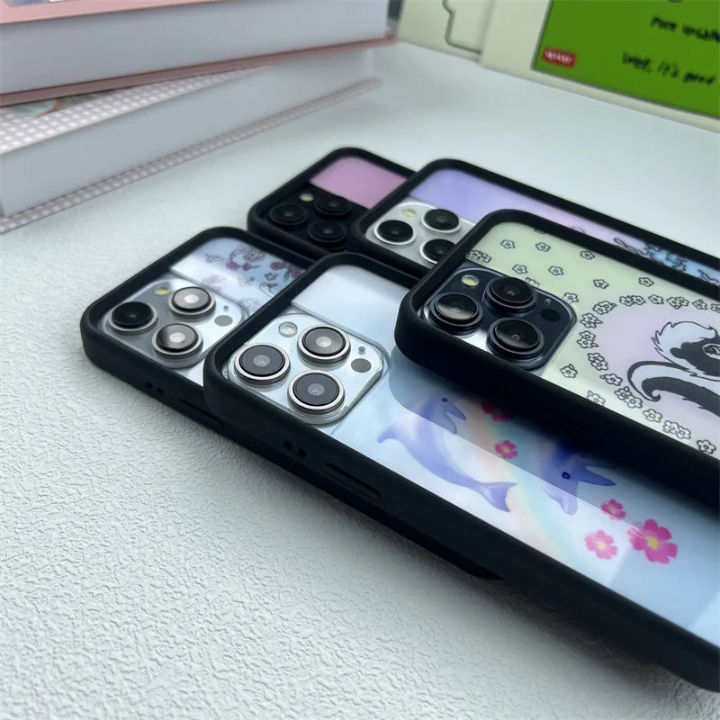 Cute Animal & Cherry Print iPhone Case – Wildflower Cartoon Design