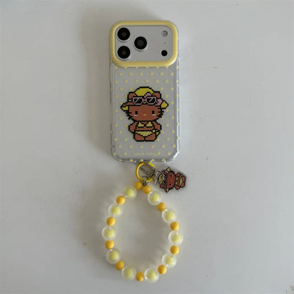 Kawaii Pixel Kitty Polka Dot Phone Case For iPhone