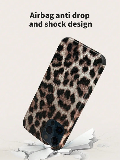 Leopard Pattern Leather Craft Soft Phone Case For iPhone