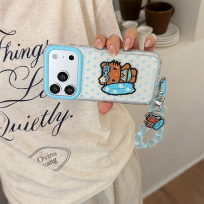 Kawaii Pixel Kitty Polka Dot Phone Case For iPhone