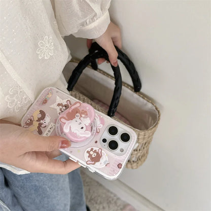 Cartoon Bunny Bear MagSafe Stand Shockproof Case