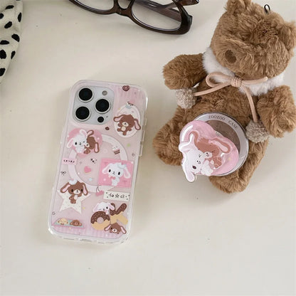 Cartoon Bunny Bear MagSafe Stand Shockproof Case